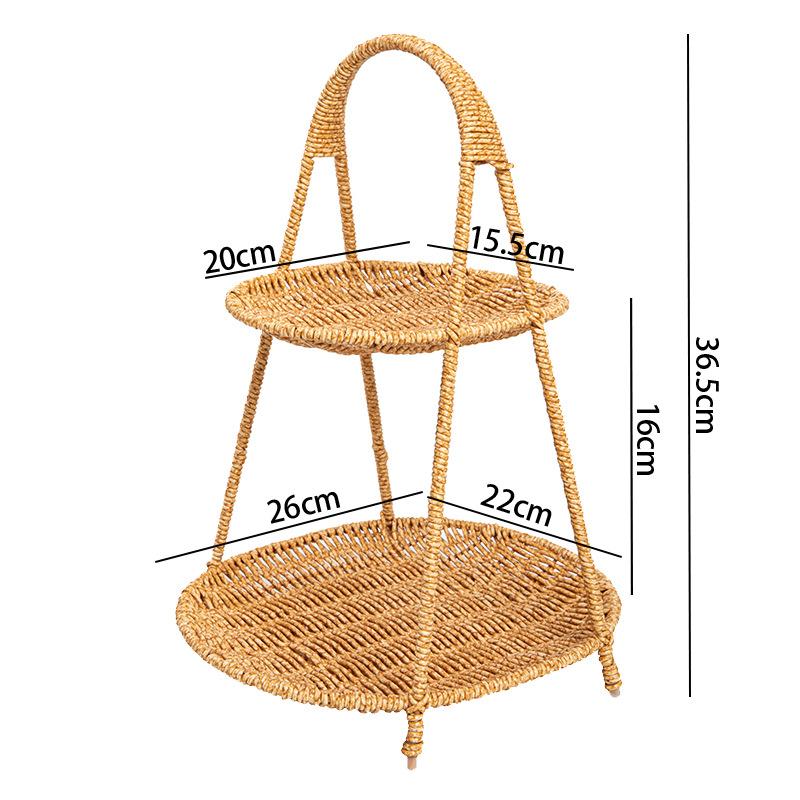 Rattan Style Multi Layer Fruit Basket Tea Snack Tray Home Storage Organizer