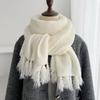 Premium autumn and winter waffle scarf women's fringed edge solid color daily versatile shawl with warm scarf