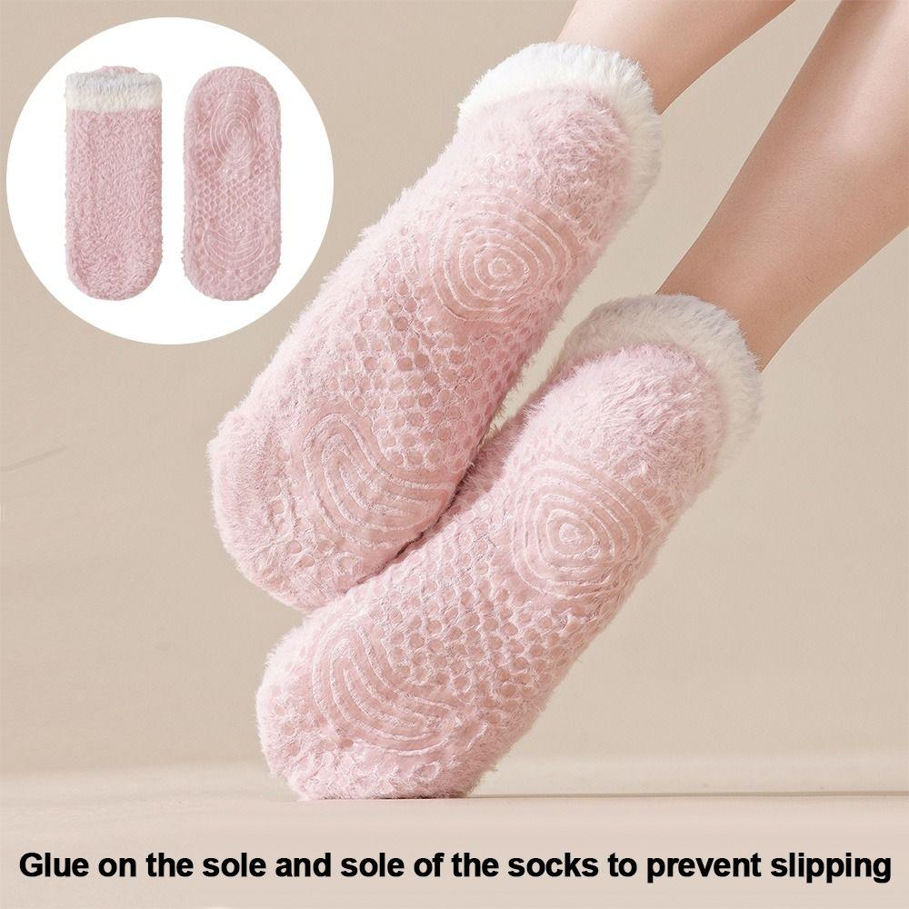Non-slip Short Socks Coral Fleece Low Cuff Socks New Sleep Socks Autumn Winter