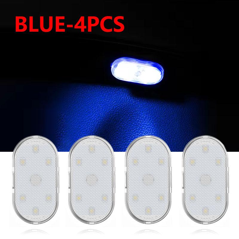 1/2/4Pcs LED Touch Light Mini Car Interior Lighting USB Rechargeable Auto Roof Ceiling Reading Lamps Atmosphere Decoration Lamp