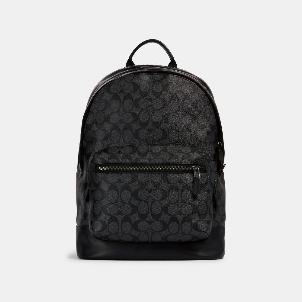 

Рюкзак Coach West из парусины Signature темно-серого цвета