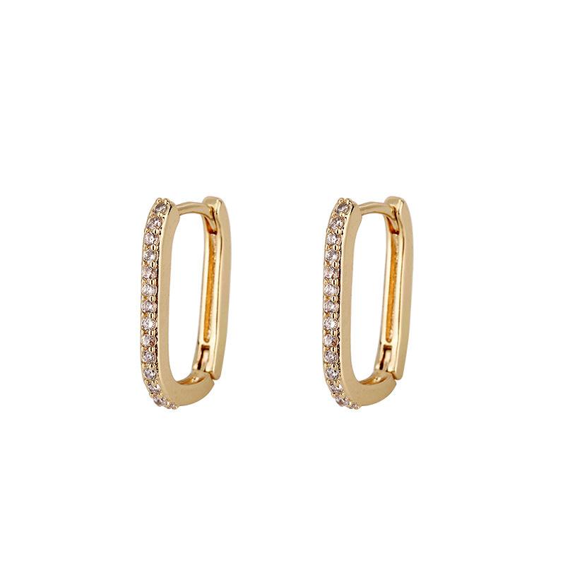 Diamond Inlay Row Set Geometric Ear Cuff Modern Versatile Earrings
