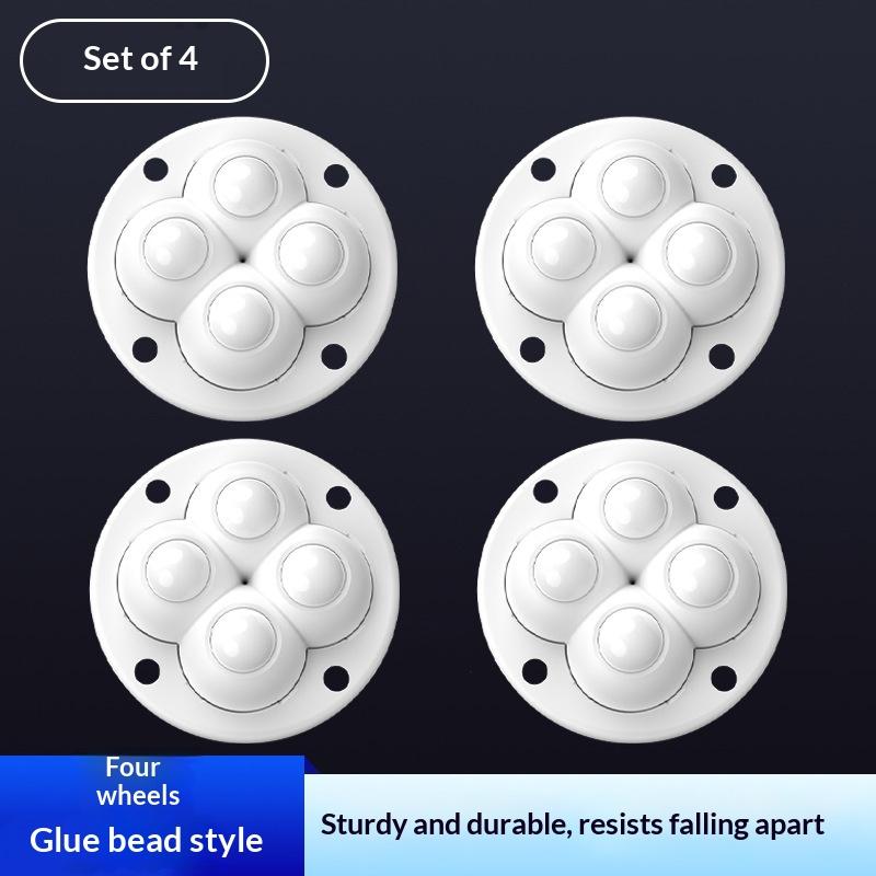 4Pcs 4 Beads Self Adhesive Caster Mini Swivel Wheels Universal 360 Degree Rotation Pulley For Furniture Storage Box
