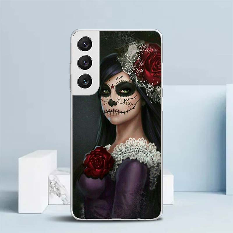 Catrina Beautiful Rose Girl Skull Soft Cover for Samsung Galaxy S25 Edge S26 S24 S23 Ultra Phone Case S22 S21 Plus S20 FE Print