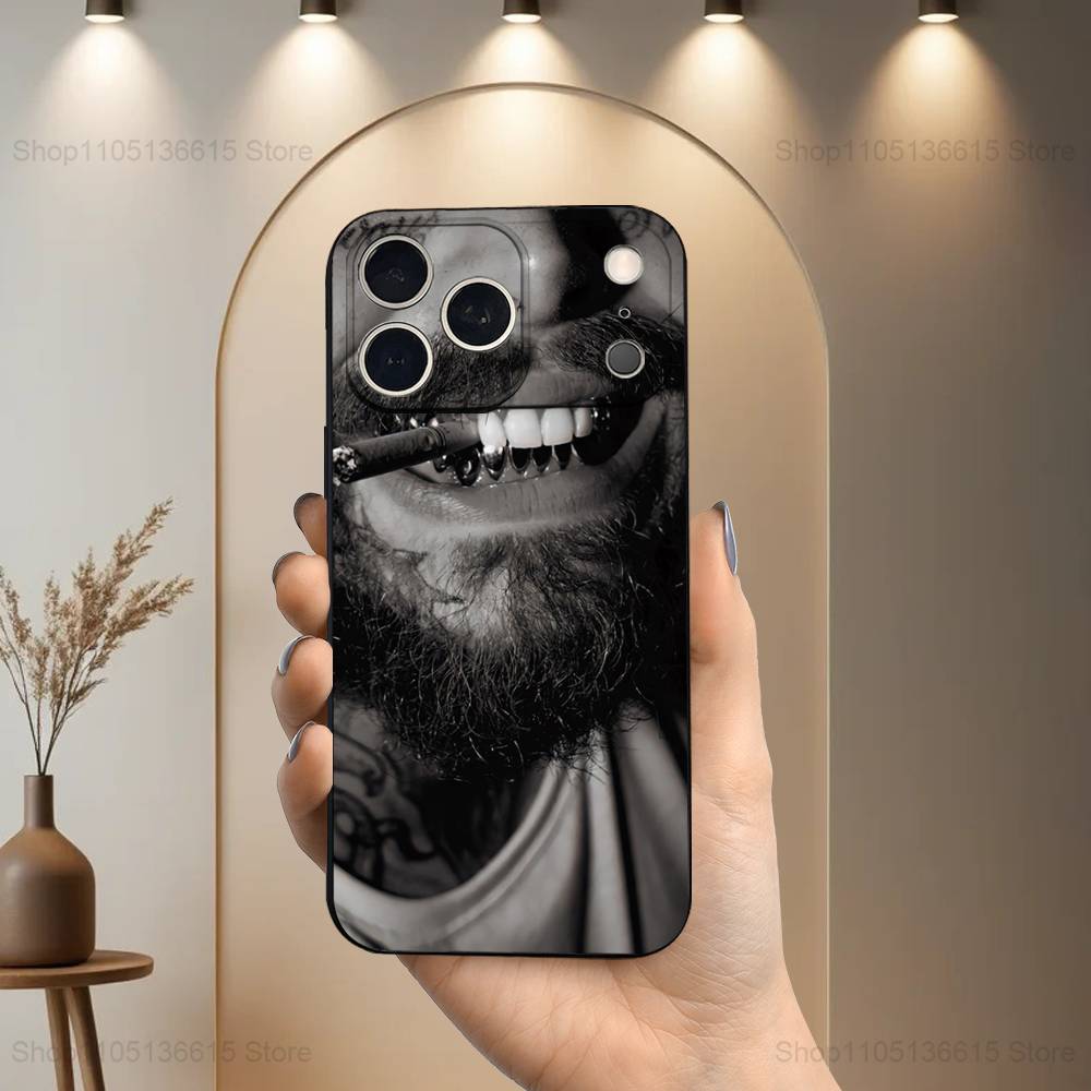 P-Post M-Malone Singer For iPhone 13,17,11,12,16,14,15,Plus,Pro Max,XS,X,XR,SE,Mini,8,7,Soft Silicone Black Phone Case