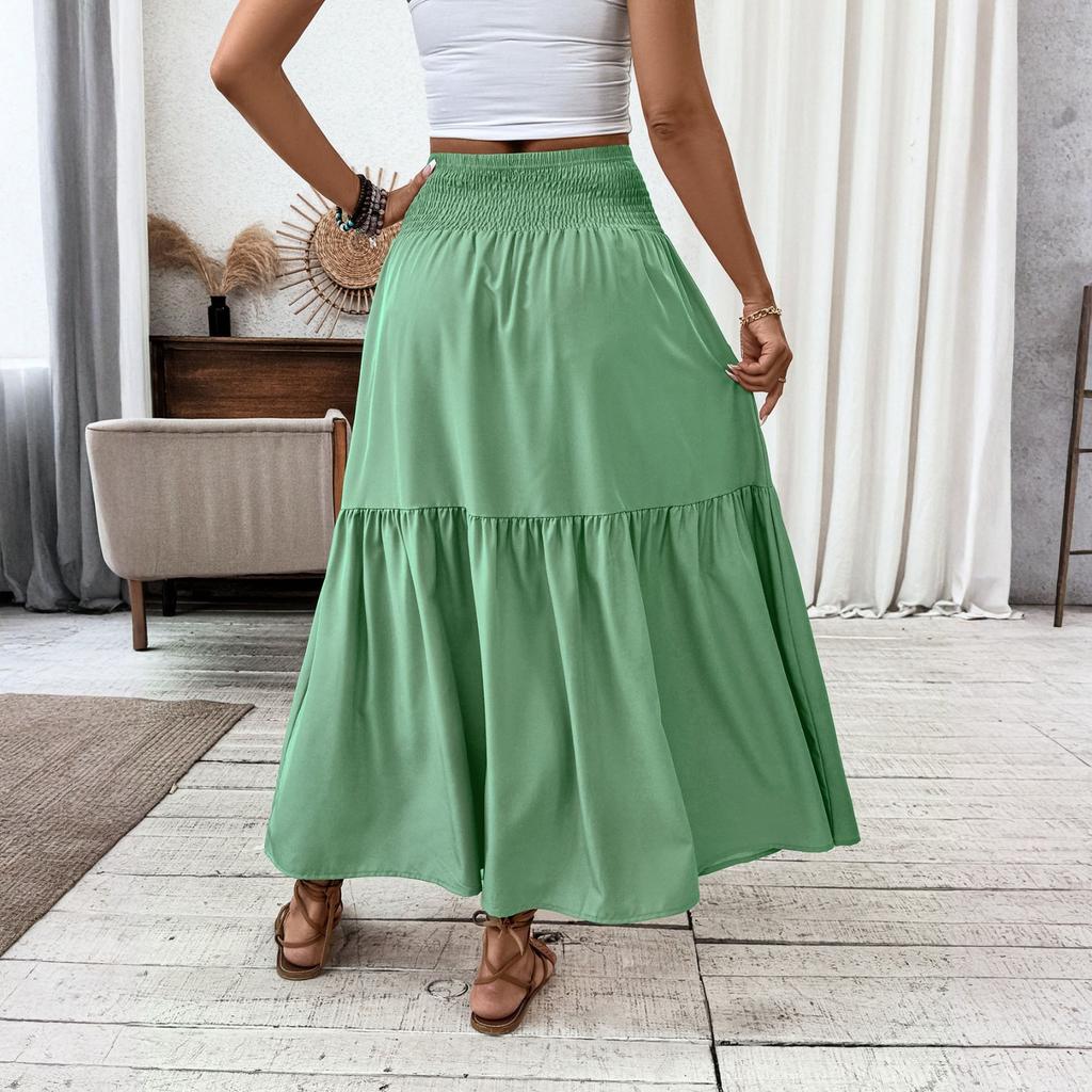 Dámská móda Plisovaná Květinový potisk Elastický pas Volná A-linie Kapsa Spojovaná Sukně