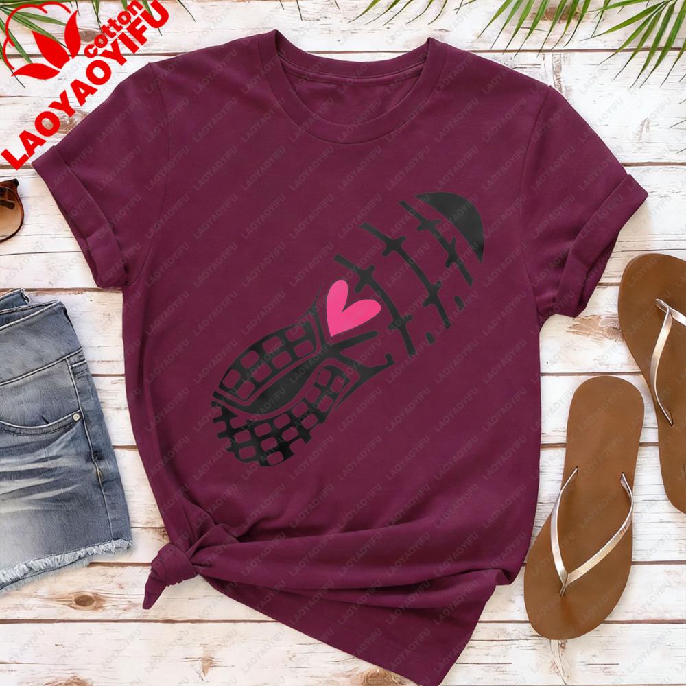 

Love Running TShirt Running Shoe with Heart Gift for Runner Tshirt Running Girl Shirt Walking Hiker Tee Women Casual Cotton Top 4XL