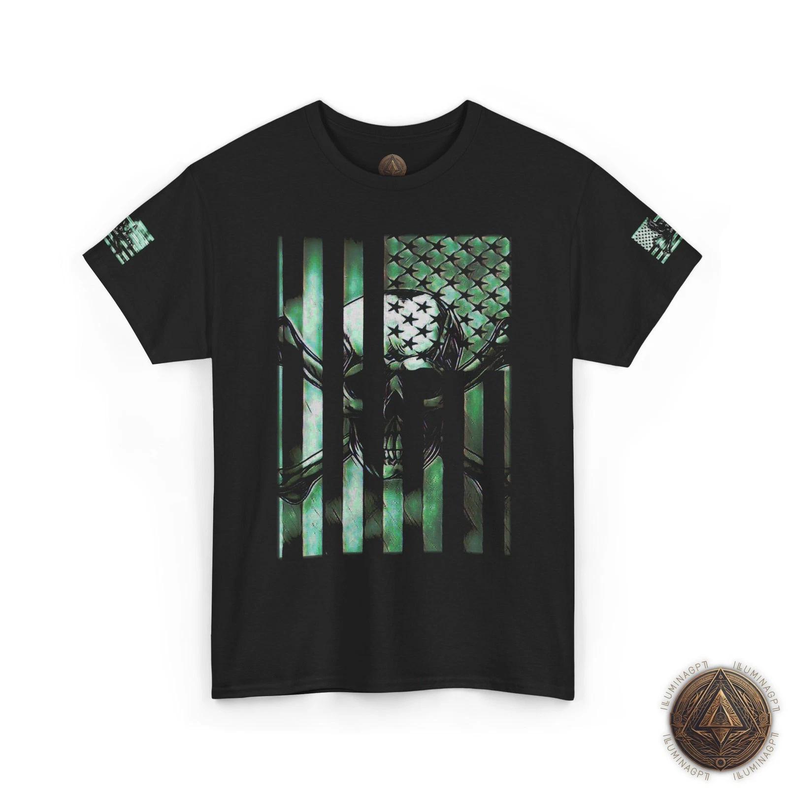 Patriotic Distressed USA Flag Skull & Crossbones T shirt - Matrix 4XL