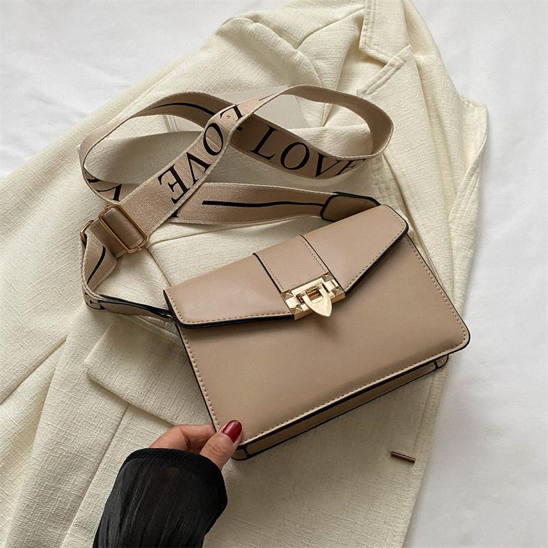 Chic Minimalist Pu Shoulder Bag Stylish Square Crossbody Bag For Women In Black White Pink Khaki Brown
