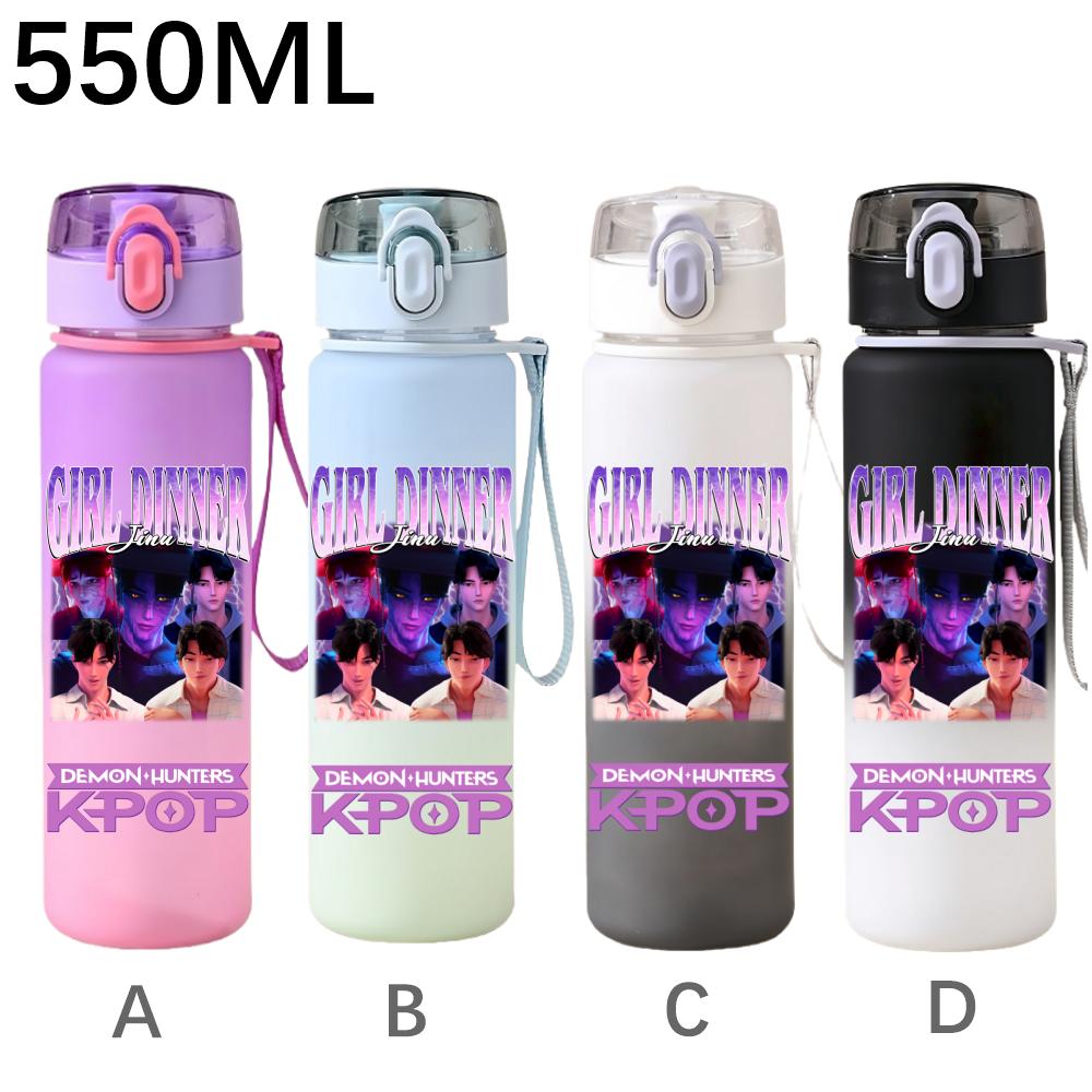 550ML KPop Demon Hunters Cartoon Print Sport Water Bottle Leak Proof Water Cup Outdoor Sports Drinking Bottle Birthday Gifts