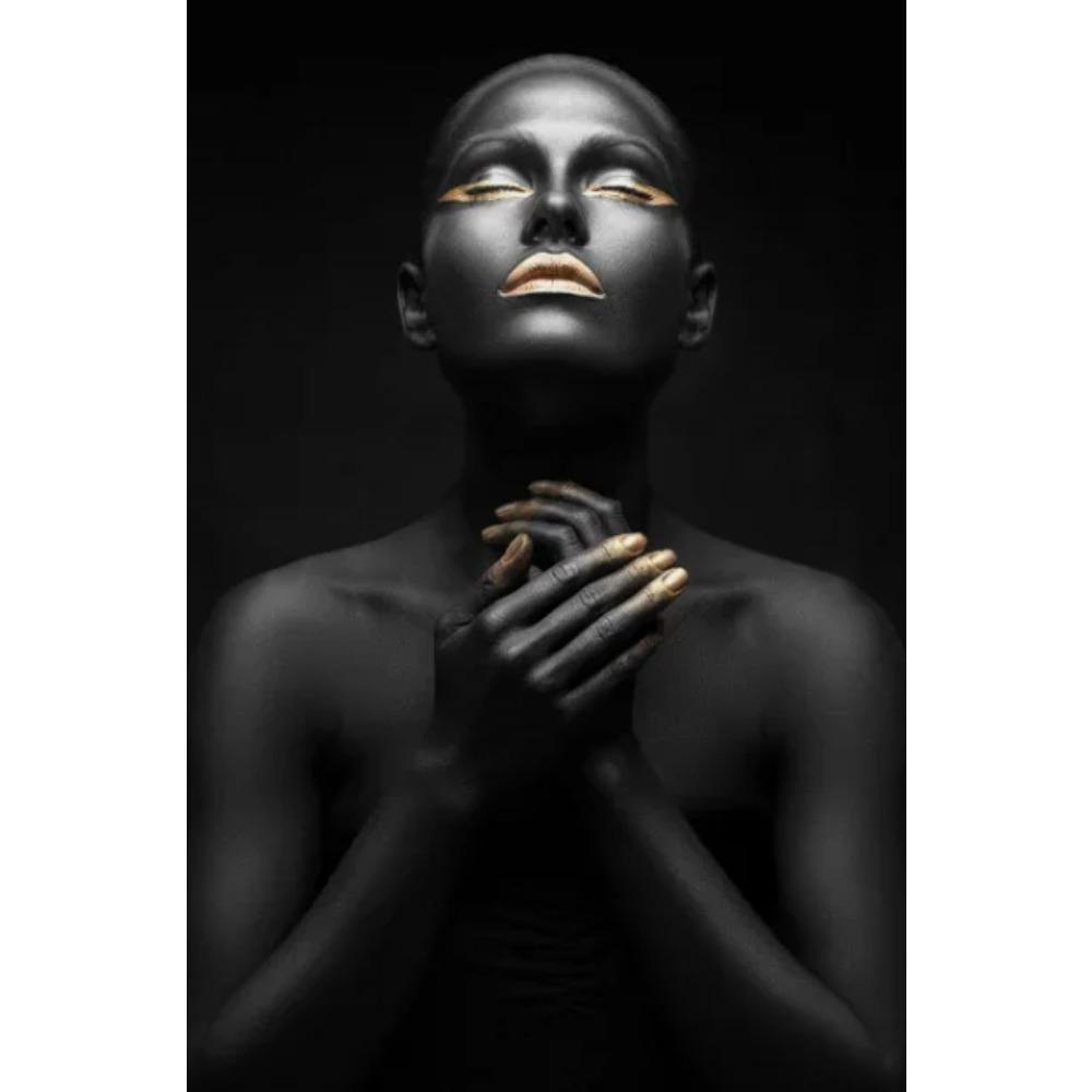 African Women Classic Black Gold Gestures Posters and Prints Female Portraits Canvas Painting Wall Art Pictures for Home Deco