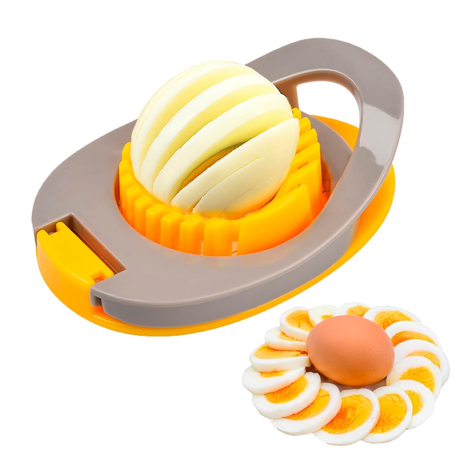 Слайсер-резак для яиц 3-в-1 – Портативный измельчитель вареных яиц для салата, сэндвичей – Кухонный инструмент делает ломтики, дольки, кубики