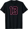 Number 13 Pink Outline Black T-shirt