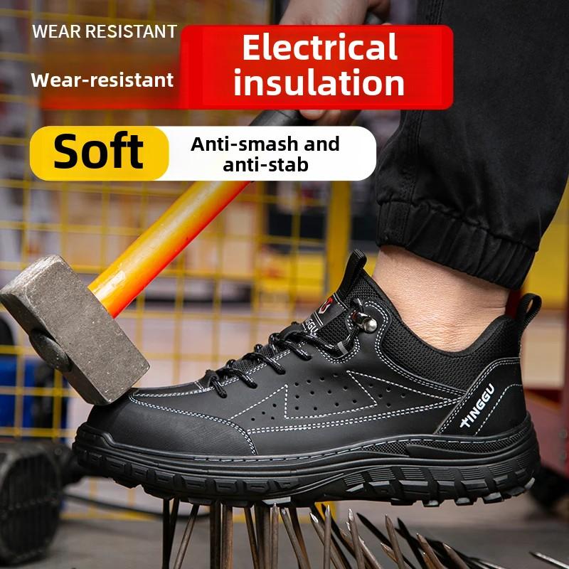 Genuine Leather Composite Toe Breathable Insulation Men Work Safety Shoes Anti Smashing Anti Slip Cowhide Labor Shoes Sneakers