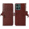 For Motorola Edge 50 Neo 5G/Moto S50 5G/Thinkphone 25 5G Case RFID Blocking Genuine Cow Leather Phone Case Ostrich Texture