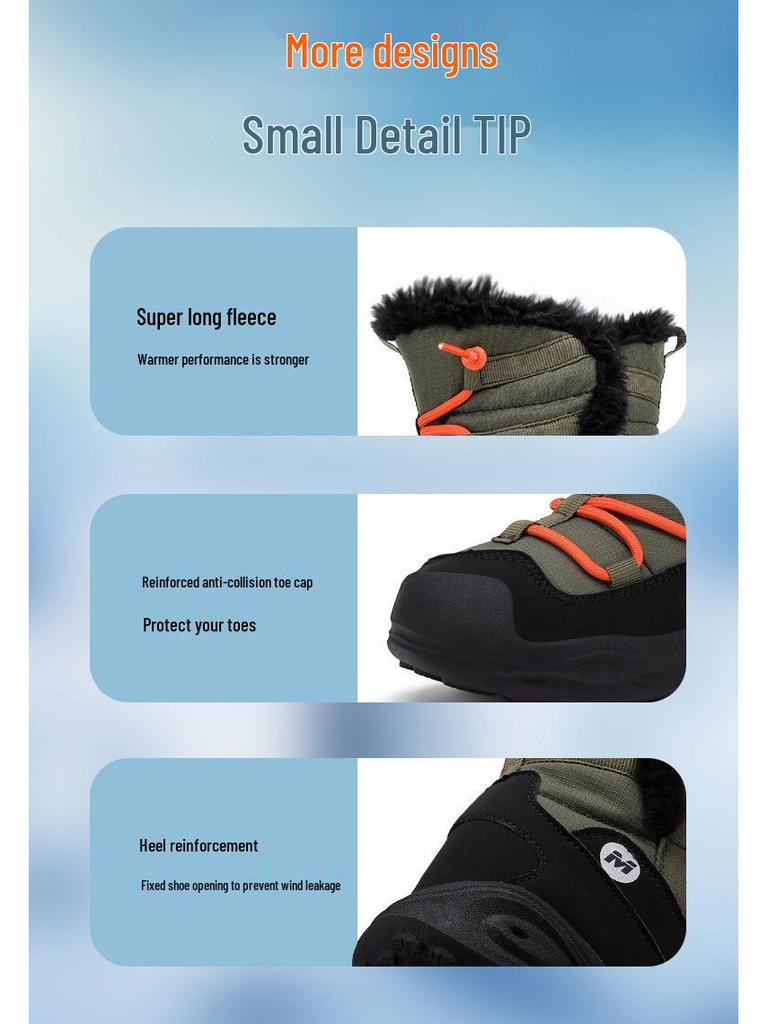 Zimowe buty śniegowce dla dzieci - Wyściełane aksamitem, Grube, Ciepłe, Antypoślizgowe dla Chłopców i Dziewczynek