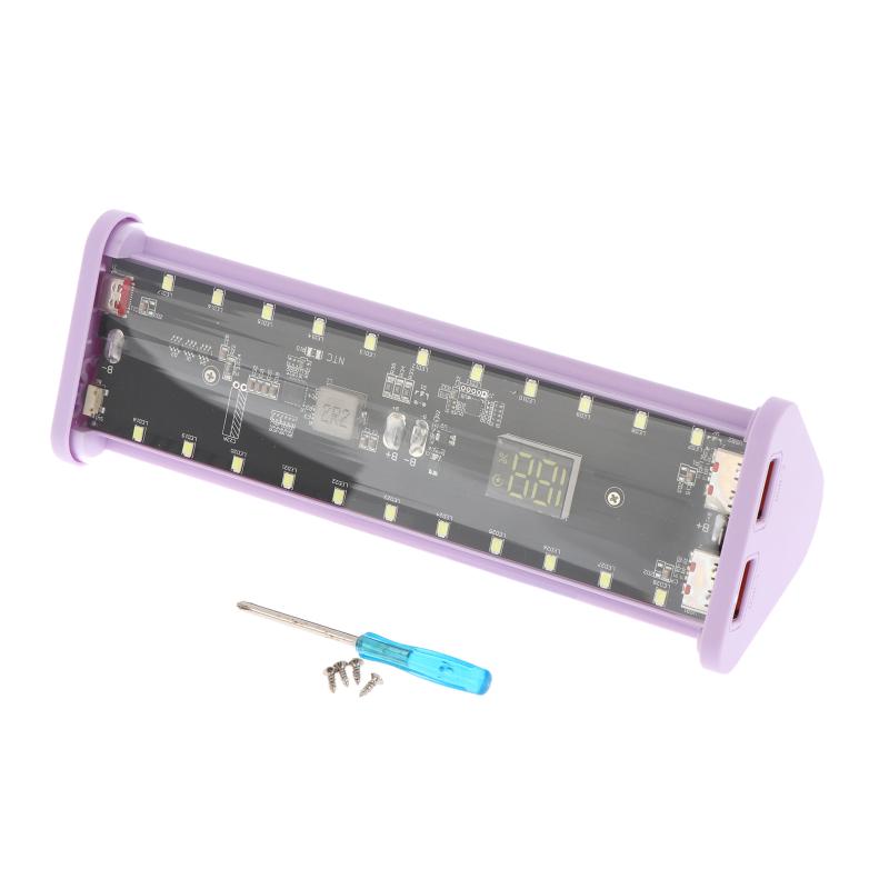 Diy 22.5W Battery Charger Power Bank Case Transparent Pd Quick Charging Case 18650 Battery Case With Led Light
