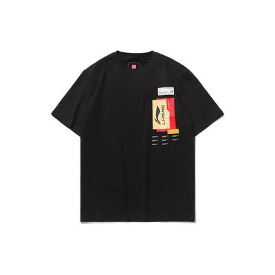 Li Ning Wu Chuang Wu Yi T-shirt z krótkim rękawem z nadrukowanym logo w blokach kolorystycznych Unisex Topy Czarny AHSRA59-2
