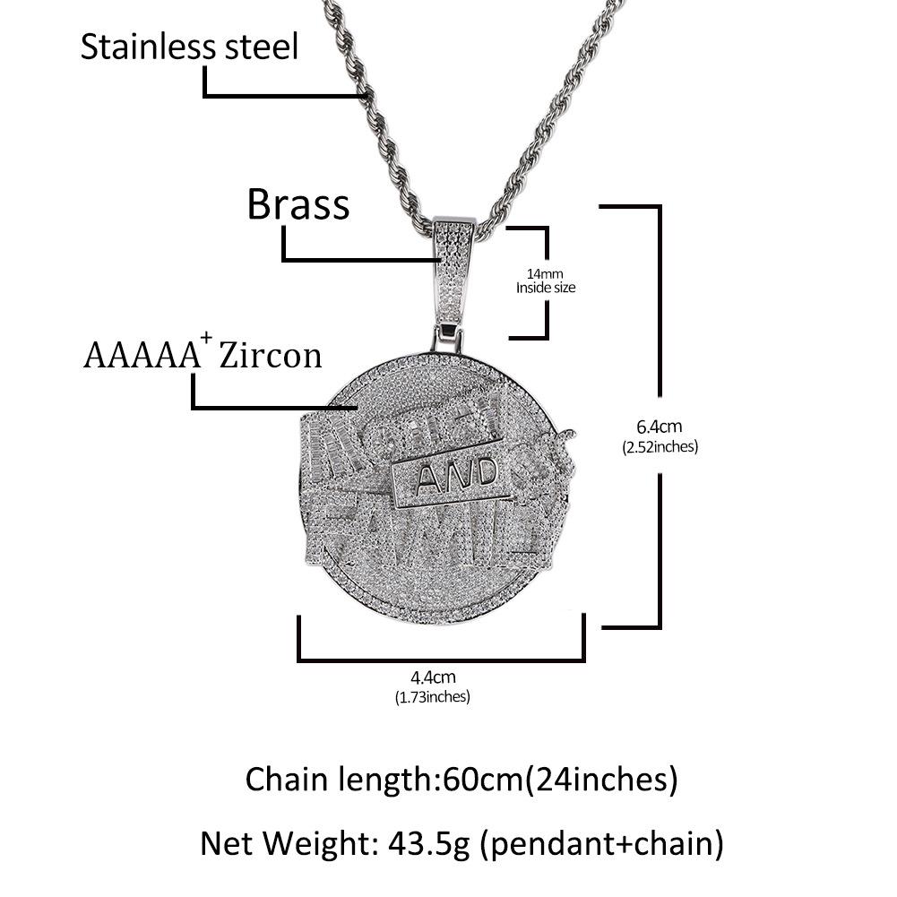 New Money and Family Letter Pendant Trendy Cool Diamond Set, Men's Necklace