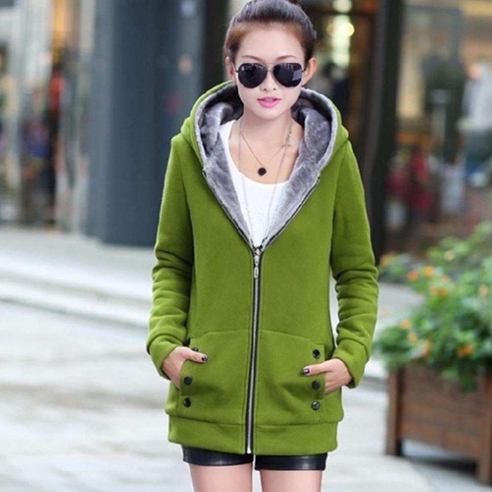 Dámská móda Ležérní tlustší teplejší mikina s kapucí Pevný kabát svrchní oděv