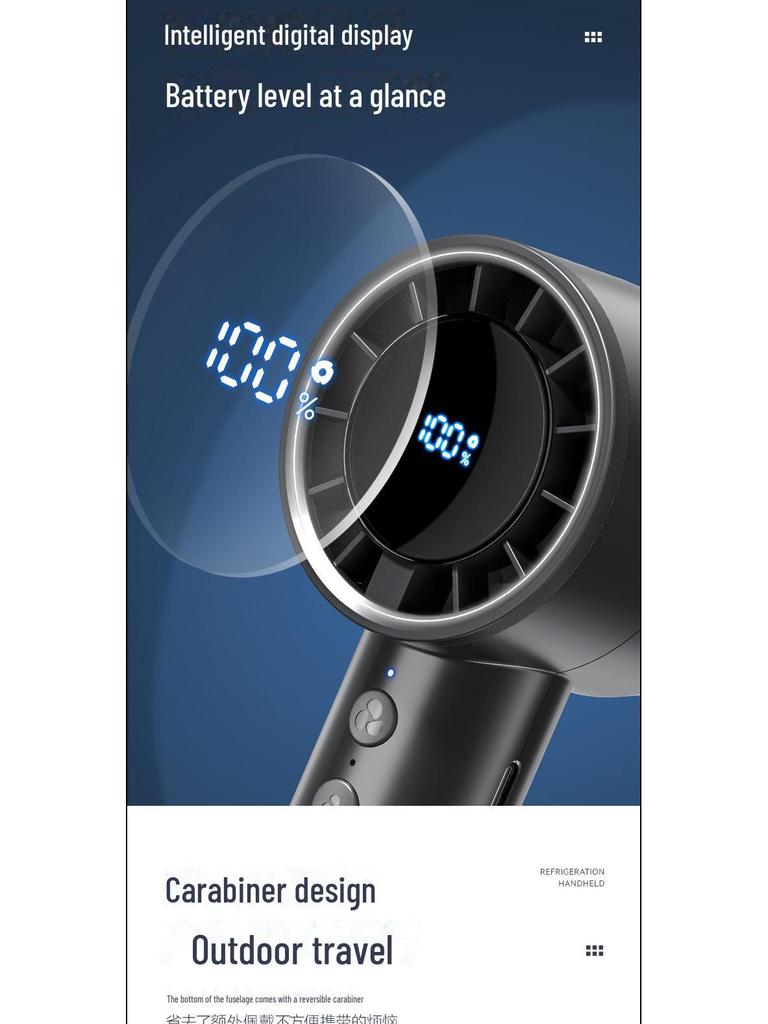 2025 USB Portable Mini Turbine Ice Fan: 100-Speed Digital Display Outdoor Handheld