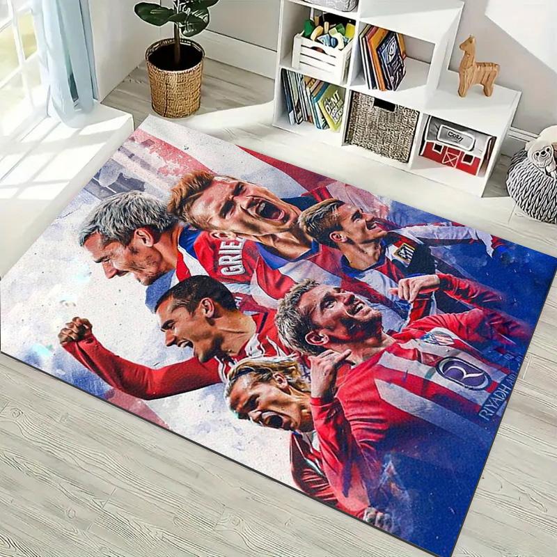 Atletico Madrid Fußballspieler Collage Druck Bereichsteppich Fußballmannschaft Grafik Teppich Boden Teppich Sportfan Wohnzimmer Schlafzimmer Heimdekoration Matte