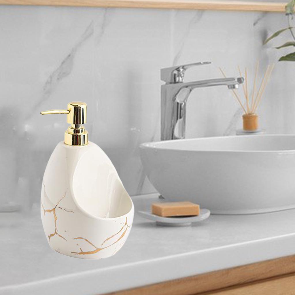 520ml Lotion Dispenser Refillable Bottle Holder with Pump Kitchen Foaming Sink Gel Organizer , White