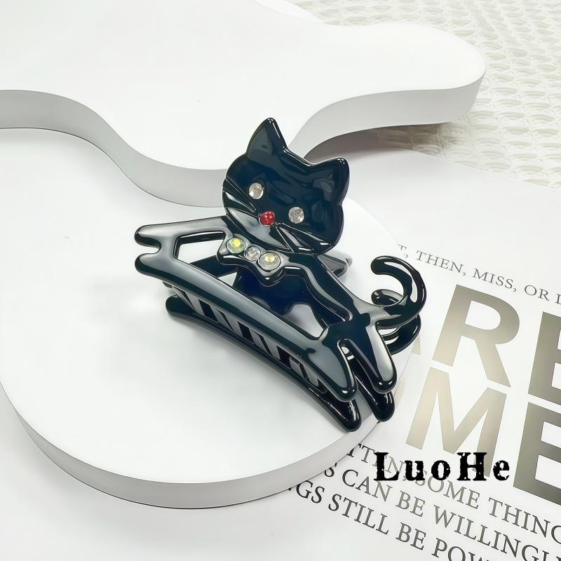 Korean Style Cute Cartoon Animal Acetate Rhinestone Cat Claw Hair Clip