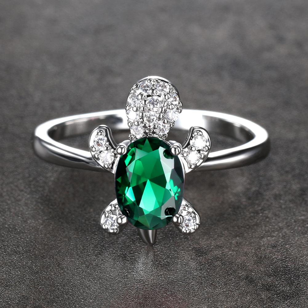 Hot Selling Fashionable White Diamond Turtle Ring Couples Simple Index Finger Ring Accessory