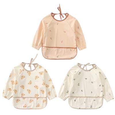 Reusable Waterproof Art Smock for Eating Feeding Drooling Bib Apron with Pocket Baby Toddler Long Sleeved Bibs Scarf