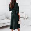 Women's Fashionable Elegant Color V-Neck Ruffle Long Sleeve Dress