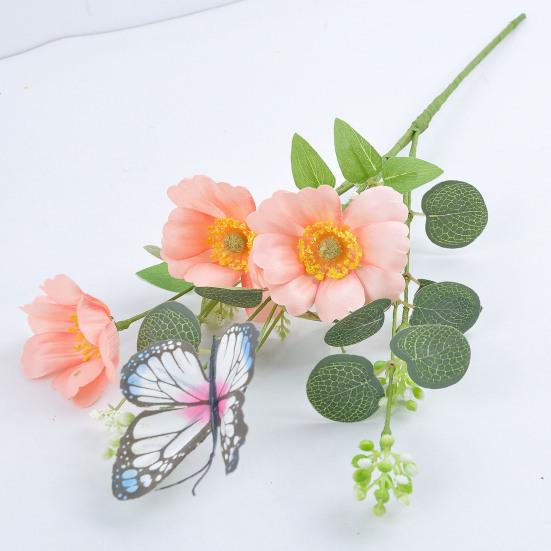 Yousheng Artificial Wildflowers Bouquet Fake Flower Eucalyptus Stem with Butterfly Faux Silk Floral Arrangement for Farmhouse Table Centerpiece Home