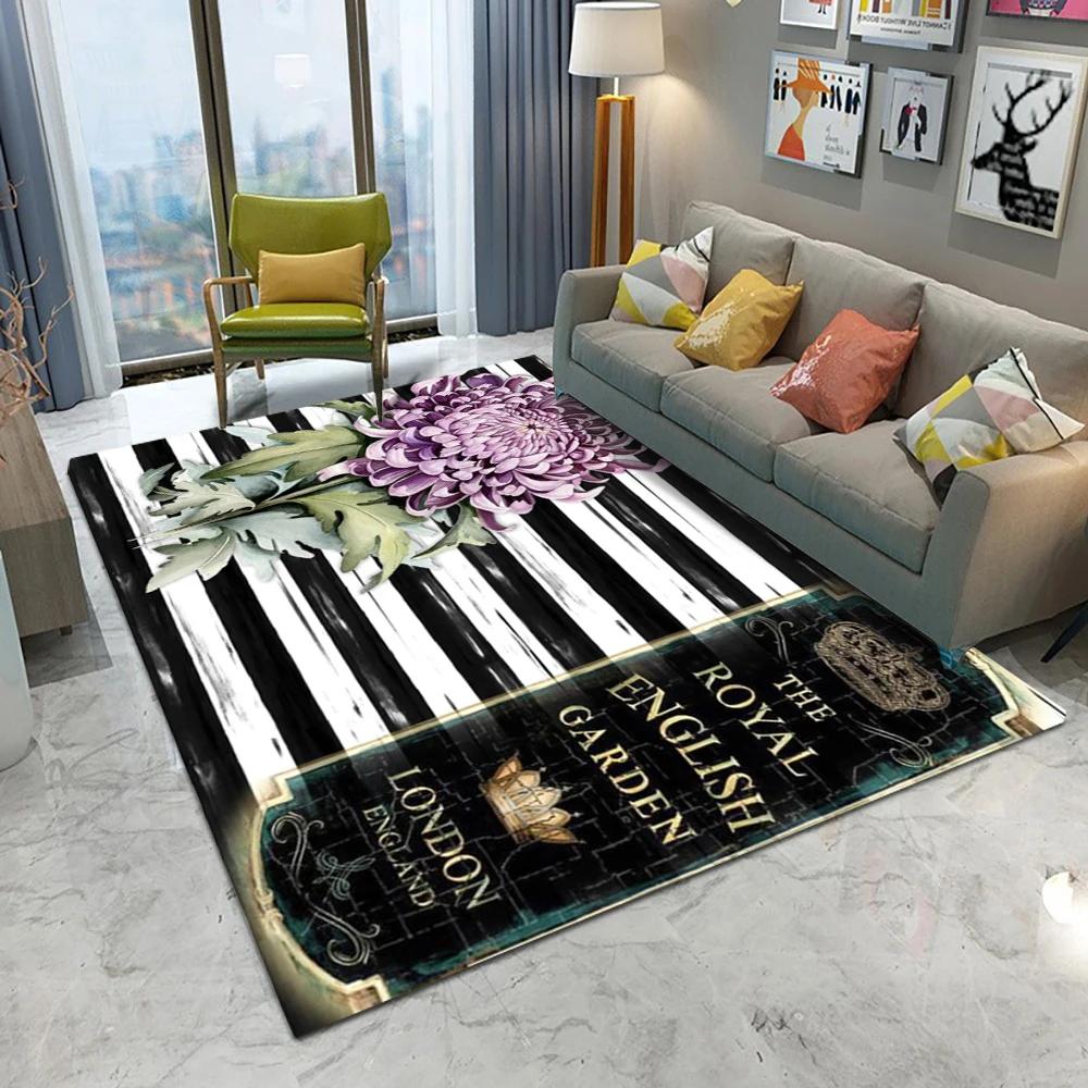 Garden Flower Art 3D Printed  Area Rug for Living Room Bedroom Home Decor Aesthetic Carpet Washable Floor Mat