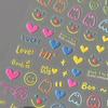 Charming Cartoon Face Stickers - Self-Adhesive, Colorful Nail Art Designs with Hearts & Smiles, Perfect for DIY & Salon Use, Nail Art Stickers