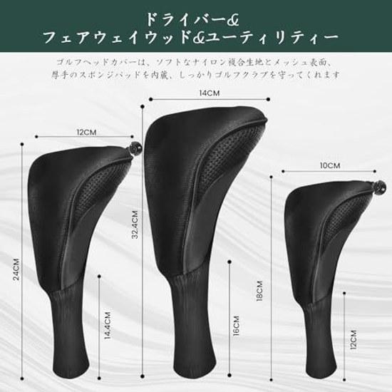 Golf Club Head Cover Long Neck Lightweight Dustproof Wear-resistant Compatible 440 460cc Driver Fairway Wood Utility Conversion Tag Included