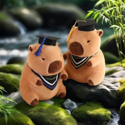 Non-Toxic Doctor Hat Capybara Plush Toy Graduate Plush Dolls Cute Stuffed Animal Plushie Cute Pendant Soft Cartoon Pillow Graduation Gift