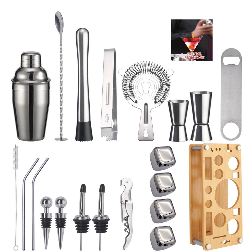 Bambusrahmen Shaker Set Cocktailshaker Barwerkzeug Shaker Strohhalm Schneebecher entfernen