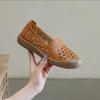Summer new hollow Doudou shoes soft leather soft sole casual one-pedal comfortable flat bottom breathable comfortable shoes