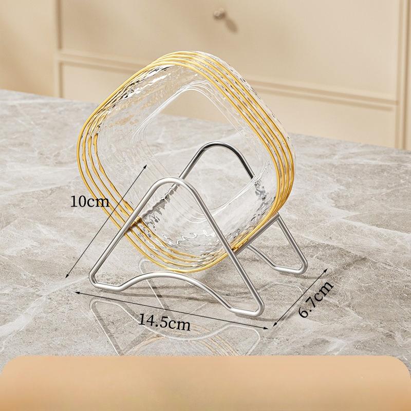 Square Trays with Golden Borders, Suitable for Serving,  Fruits, Desserts, Cakes, Snacks, Breakfast