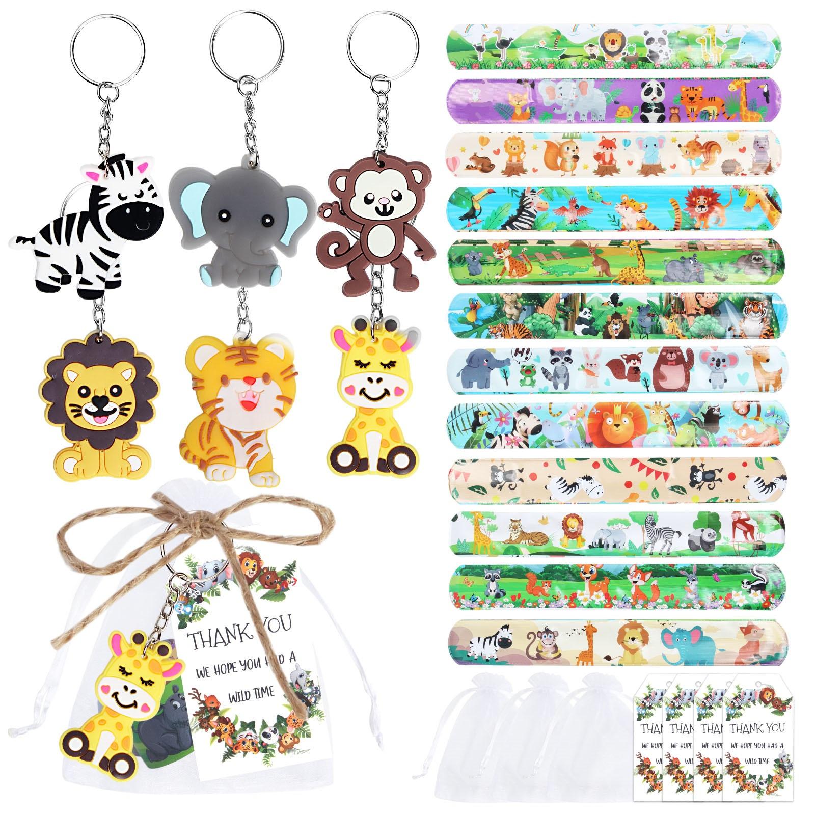 

Брелок с изображением животных, кольцо для поглаживания, лесная вечеринка, детский день рождения, подвесное украшение, небольшой подарок 1 комплект(24pcs) One Size зелёный