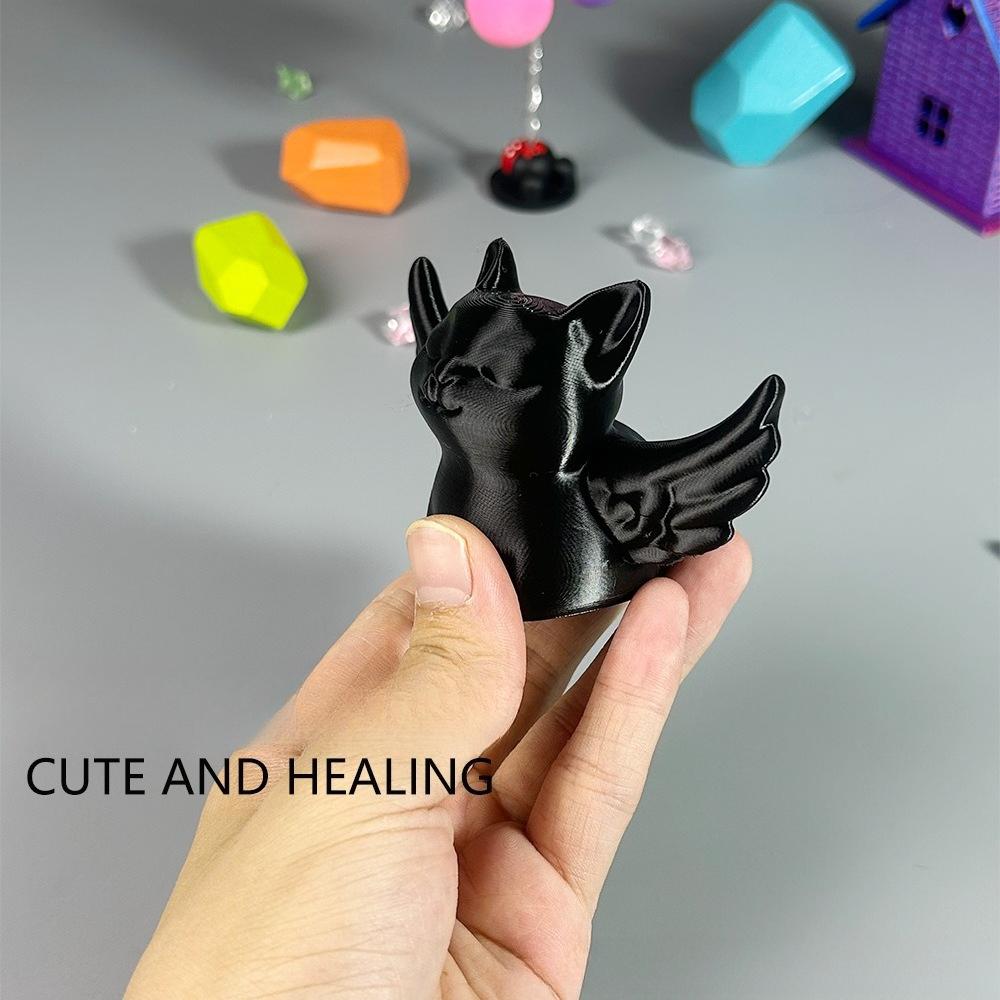 Cute Little Angel Wing Cat Toys 3D Printed Angel Wing Cat Sculpture Figurines Tabletop Ornament Christmas Decoration Kids Gifts чёрный