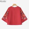 ZANZEA Women Casual Floral Print 3/4 Sleeve Loose Blouse