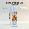1PC Floral Fox Illustration 750ml Color Plastic Sports Water Bottle Leakproof Flip Straw Lid Suitable for Sports Office Home Use