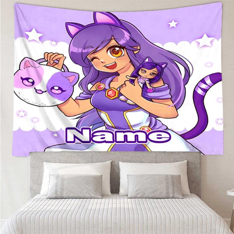 Custom Name Aphmau Print Tapestry, Backdrop, Easy Setup, Ideal for Bedroom, Office & Living Room, with Aesthetic Wall Hanging Decor.