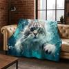 Cute Cat Kitten Cartoon Flannel Blanket Soft Warm Blanket Throw Blanket for Bedroom Living Room Bed Travel Camping Picnic Gift