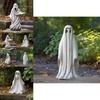 Verspieltes weißes Geister-Rasenornament, fesselnde Gartenfigur aus Kunstharz, perfekt für Halloween
