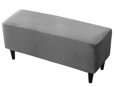 Cover For Double Bench, Footrest Pouf, Velvet, Dark Gray