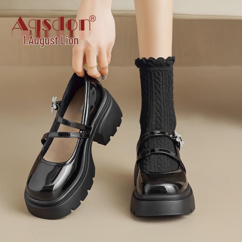Agsdon Women s Floral Chunky Heel Mary Jane Pumps 37