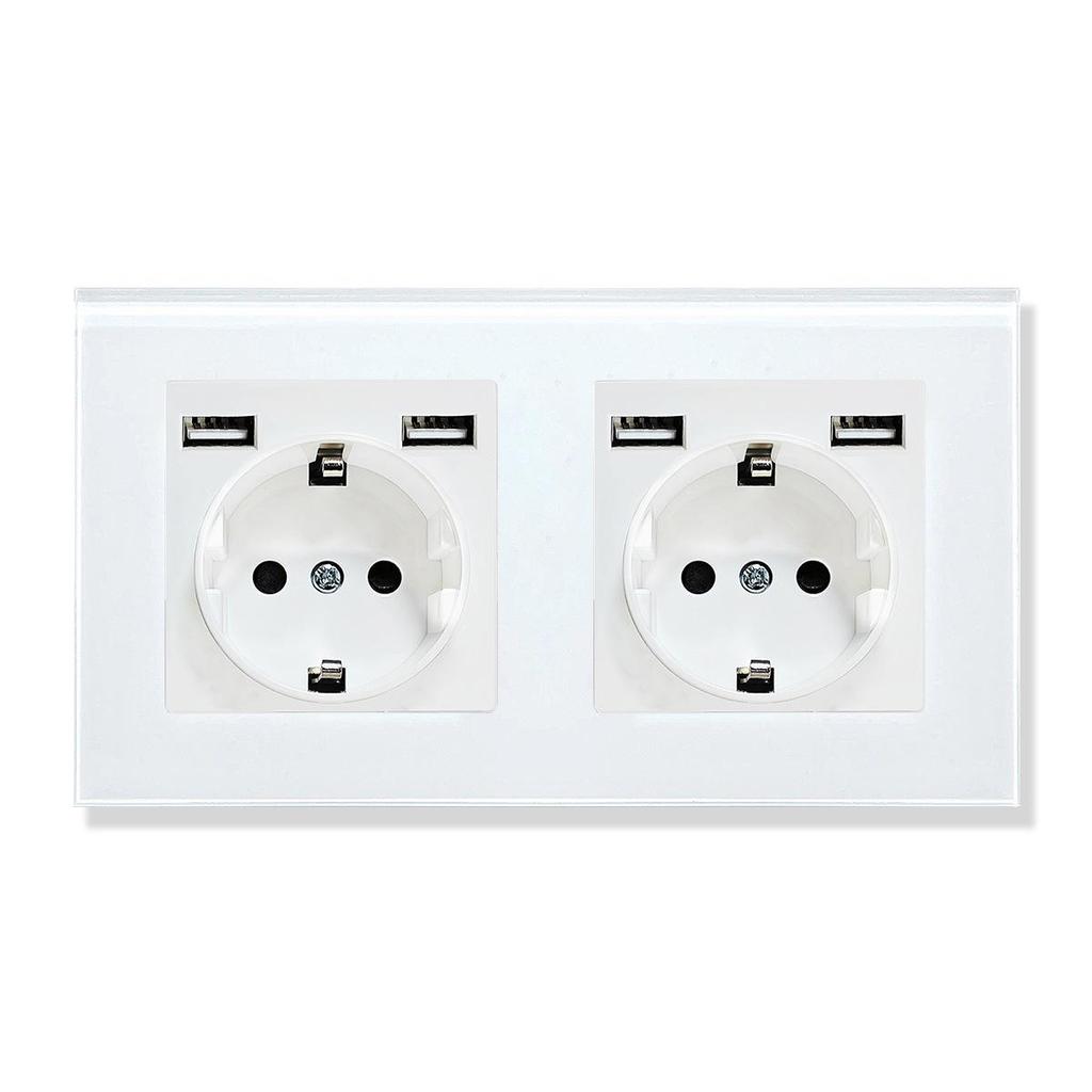 Złoty Panel Ze Szkła Hartowanego Okrągłe Rosyjskie Gniazdko Ścienne 16A – Ukryty Design