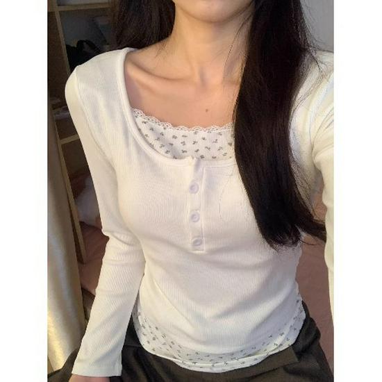 

Женская серая футболка из двух частей с цветочным принтом: Осень/Зима Приталенный Корейский Стиль L